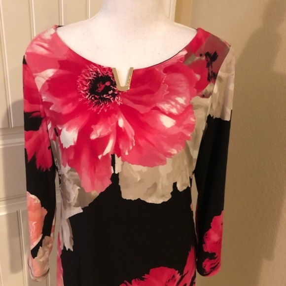 ❤️HostPick💚Calvin Klein floral pink and black floral small dress - Picture 2 of 7